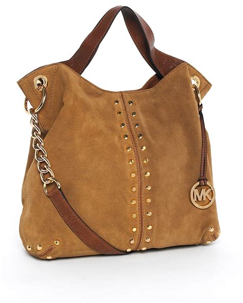 michael kors purse beige and brown|brown suede Michael Kors handbags.